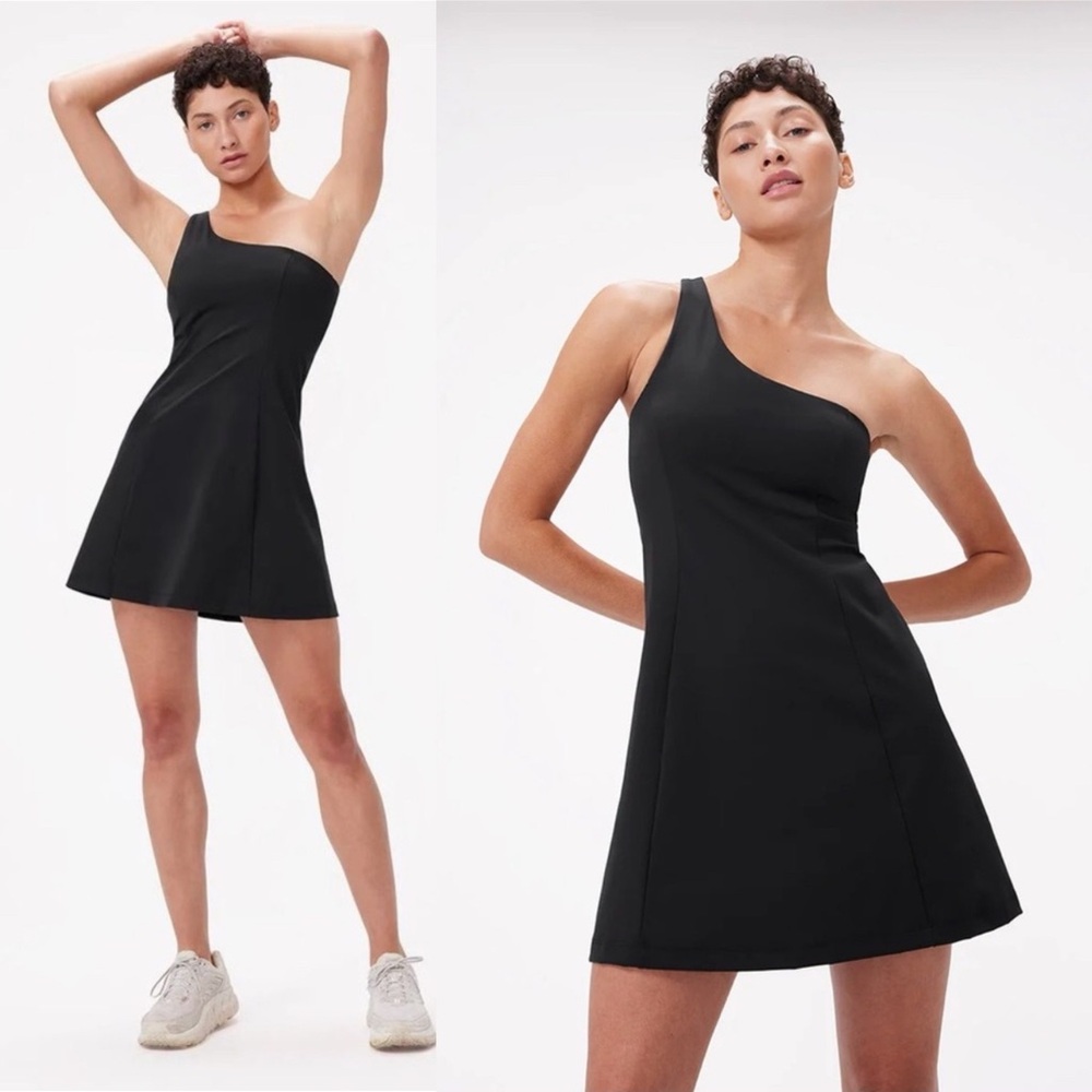 Outdoor Voices Black One Shoulder Dress S